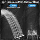 Veken High Pressure Rain Shower Head with Multi-Functions, Square Rainfall Shower Heads with 5-Mode Handheld Spray Combo, Detachable Hand Held Showerhead with Hose, Double Regaderas Para, Chrome