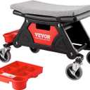 VEVOR Mechanic Stool 300 LBS Capacity Garage Stool Gift for Men, Heavy Duty Rolling Mechanics Seat, with Three Slide Out Tool Trays and Drawer, Tools for Automotive Auto Repair, 45.7 X 40.6 Cm