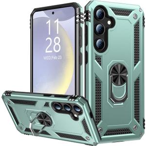 IKAZZ for Galaxy S24 Plus Case,Military Grade Shockproof Heavy Duty Protective Phone Cover Pass 16ft Drop Test with Magnetic Kickstand Car Mount Holder Pine Green