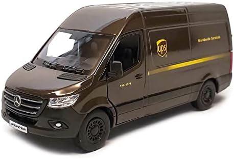 KiNSMART - Mercedes-Benz Sprinter UPS Edition Cargo Van, 1:48 O Scale Die Cast Metal Model Toy Van, Pull-Back Action