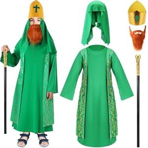 Skicuff Wise Men Costume Kids Catholic Saint Biblical Costume Kids Three Kings Boy Nativity Costume(Catholic Style,Green)