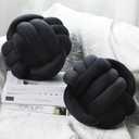 Namalu 2 Pcs Soft Knot Pillow Ball, Decorative Round Throw, Soft Knotted Plush Pillows, Handmade Stuffed Ball Pillows Cushion for Bedroom Sofa Couch Home Decor(7.87 Inches,Black)