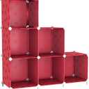 UNKU Cube Storage Organizer, 6 Cube Closet Organizer Storage Shelves, DIY Stackable Bookcase, Clothes Organizer Shelf for Closet, Bedroom, Living Room, Cabinet, Home, Office, Red