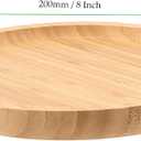 4 Pack 8 Inch Bamboo Plant Saucer, Round Bamboo Serving Tray, Wood Plant Drip Trays for Pots Indoor Outdoor Succulent Flower