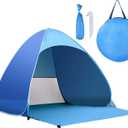 Pop Up Beach Tent for 3-4 Person UPF 50+ UV Sun Protection Beach Shade Pop Up Sun Shelter with Carry Bag and Tent Stakes for Beach, Park, Camping (X-Large)