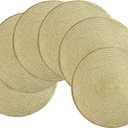 SHACOS Gold Glitter Round Placemats Set of 6 Bling Circle Place Mats Washable Table Mats for Christmas Holiday Party Wedding Shower Table Decor (6, Gold)