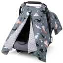 Rquite Car Seat Cover Baby, Carseat Covers Baby Boy, Minky Infant Car Seat Cover Winter, Peekaboo Opening Car Seat Canopy, Multi-use Baby Carrier, Stroller, Nursing Cover, Minky Blanket, Dinosaur (Grey Dinosaur)