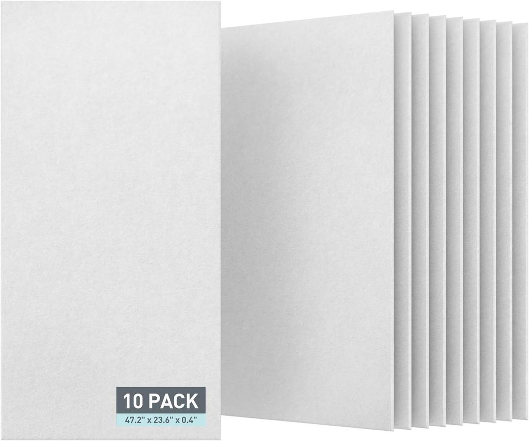 UMIACOUSTICS 10 Pcs Acoustic Panel,47.2 x 23.6 Inches Sound Proof Panel for Echos, Reverb Treatment for Home Studio, Office, White
