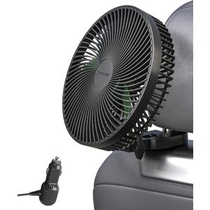 8.5 Inch Portable Car Cooling Fan, 12V/24V Electric Vehicle Fans with Stepless Control, 150 Rotation, Quiet Air Circulator Fan with Cigarette Lighter for SUV, RV, Truck, Boat for Rear Seat, Headrest