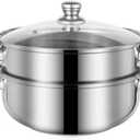 Steamer for Cooking, 3.0 Quarts Stainless Steel Steamer Pot, 2-Tier Food Steam Pots with Lid for Cooking Vegetables, Seafood, Soups, Stews and Pasta, 8.5 x 7.3 inch