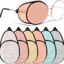 Nuanchu 6 Pcs Silk Eye Patches for Adults Kids Men Women Lazy Eye Amblyopia Soft Glasses Patches for Left or Right Eyes Cover(Novel Color)