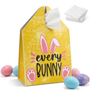 GRXXPIP Happy Easter Bunny and Eggs Tissue Box Cover, Universal 5.2 Inch Leather Cube for Home Bathroom Countertop, Easter Basket Gift, Egg Hunts Party Decor.(008)