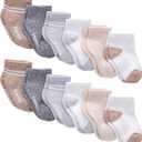Hanes Baby and Toddler, Non-Slip Grip Ankle Socks, Boys' and Girls', Multipacks (4-5T, White, Heather Grey, Heather Blue, Brown, Khaki - 12 Pack)