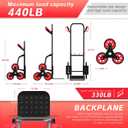 Stair Climbing Hand Truck 440lbHeavy Duty Dolly Cart for StairsThickened Upgraded Steel Tube Folding Stair Climbing Trolley with Six Wheels and Telescoping Handle