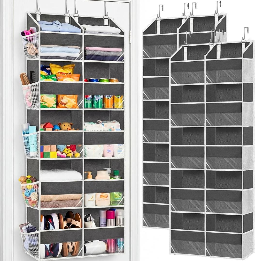 2 Pack Over the Door Organizer 5 Tiers, Extra Large Behind Door Storage of 10 Compartments, 80 lbs Weight Capacity Over Door Organizer, Door Hanging Organizer for Closet, Diaper Organizer,Room storage