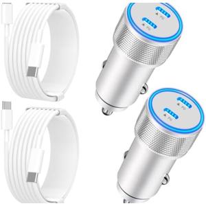 【MFi Certified】iPhone 17 Car Charger Fast Charging, BARMASO 2Pack 90W Dual PD Power Cigarette Lighter USB C Car Charger + Type-C Cable for iPhone 17/17 Air/17 Pro/17 Pro Max/16/15/Galaxy S25/S24/Pixel