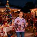 Pop Singer Costume for Girls, 3D Printed Hooded Sweatshirt, Kids Casual Novelty Hoody Long Sleeve Zipper Jacket (4T, Purple)