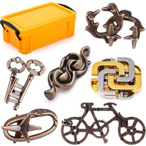 6 PCS Metal Brain Teaser Puzzles Logic Metal Puzzle for Adult Kid Toy Lock Puzzles Gift for Adults Teenagers Kids
