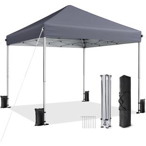 10x10 Pop Up Canopy Tent with One-Push Center Lock,Dark Gray