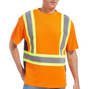 ArcRidge Reflective Safety Shirt for Men and Women - Class 2 High Visibility Construction Shirt - Dual Tone Reflective Strips (XXXL)