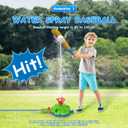 4-in-1 Water Sprinkler for Kids, Water Outdoor Baseball Rocket Launcher Toy with Water Sprinkler Baseball Toy, Outdoor Sprinkler for Summer Backyard Lawn Pool Party for Kids Ages 3-8 (Green)