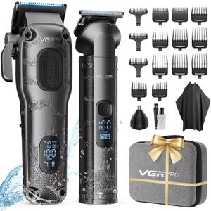 Hair Clippers for Men Professional, Cordless Hair Clippers for Hair Cutting, Mens Clippers and Trimmers Set, Electric Hair Trimmer for Men with Package Box (Gray)