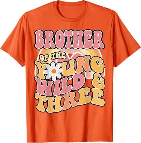 Daisy Birthday Brother Young Wild & 3 Boho 3rd Matching Tee T-Shirt