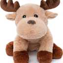 Adorable Caribou Furry Reindeer Elk Moose Stuffed Animals Plush Toy for Kids Babies Boys Birthday Bedtime Decor, 13" Super Soft Brown