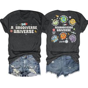 Autism Awareness Shirt Women Autism Shirts Autism Acceptance Tshirt Neurodiversity Mental Health Short Sleeve Top Dark Grey
, S