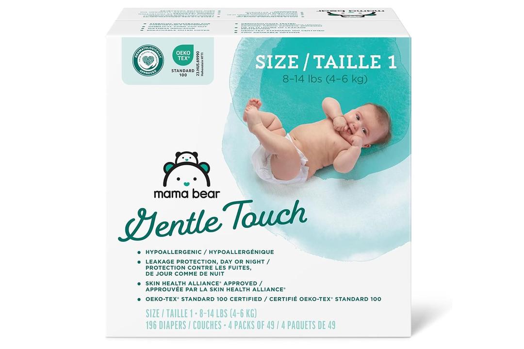 Amazon Brand - Mama Bear Gentle Touch Diapers, Size 1, 196 Count