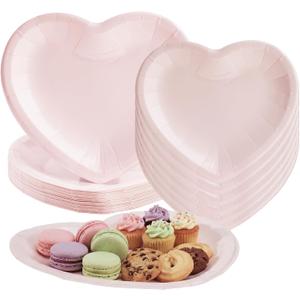 20 Pcs Heart Shaped Plates, 9" Love Paper Plates Disposable Plates Valentine Paper Plates, Dessert Plates Dinner Plates Decorative Tableware for Valentine Anniversary Birthday Wedding Party