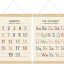 XYDEG Toddler Room Decor Alphabet Numbers Poster ABC Banner Poster Hanger Frame Set of 2,Nursery Wall Decor,Toddler Bedroom Playroom Wall Art Decor with Wooden Frames,12x16 (Morandi color)