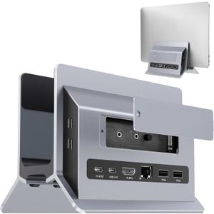 AboveTEK Vertical Laptop Docking Station, Gravity Auto Lock MacBook Stand, Aluminum Laptop Vertical Dock Stand, Silver