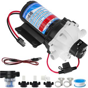 EF5500-BOX 12V Pump,6.5GPM,70Psi Diaphragm Water Pump,Self Priming Up to 10 Feet,Ideal for RV,Marine,Yacht Sprayer and Pressure Washing-1/2 MNPT Connection