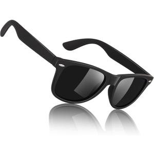 Sunier Polarized Sunglasses for Men and Women, Retro Square Matte Finish UV400 Protection Shades for Driving, Fishing