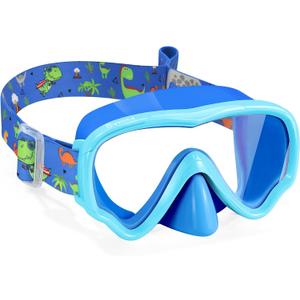 Vvinca Kids Swim Goggles with Nose Cover & Fabric Strap - Anti-Fog/UV Waterproof Swimming Goggles for Boys Girls 3-15, One Size