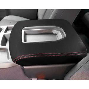 Center Console Cover for Chevy Silverado/GMC Sierra Accessories 2019-2023 2024 2025 2026 Armrest Cover Anti-Scratch Leather Arm Rest Box Protective Pad Only Jump Seat (Red Stitches)