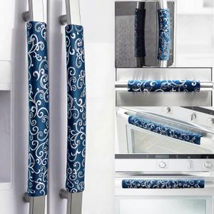 Volecy Refrigerator Handle Covers, Set of 6, Washable Velvet Appliance Door Handle Covers, Adjustable Handle Protectors, Kitchen Decor Keep Clean for Fridge Oven Stove Microwave Dishwasher(Navy Blue)