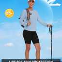 MoFiz Women's UPF 50+ Sun Protection Long Sleeve Shirts for Hiking Running Athletic Quick Dry Loose Fit Workout Tops (Blue, M)