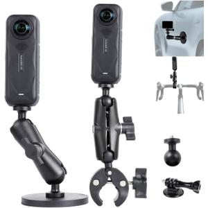 PellKing Motorcycle Handlebar Mount Car Mangetic Accessories Kit for Insta360 X5/X4/X3,88mm Magnetic Mount with 360 Degree Rotation,Ball Head Clamp Handlebar Clamp for Insta360 X5 and GoPro 13/12/11