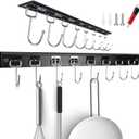 2PCS Utensil Racks with 8 Hooks 17 Inch Kitchen Utensil Holders Hanging Utensil Rack Multifunctional (17 inch)