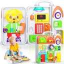 Montessori Busy Board for 1 Year Old Boy Toy, Birthday Gifts for 12-18 Month Old Boy Girl, Learning Toys for Toddlers 1-3, Toddler Gift for One Year Old Toy (Orange)