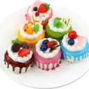 6pcs Realistic Artificial Simulation Cake Assorted Faux Fake Cupcake Model Home Kitchen Staging Party Dessert Photography Props Home Decoration Display Cake