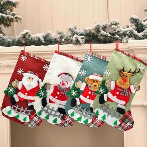 4PCS Personalized Christmas Stocking12 Medium Christmas Stockings Bulk with Santa,Snowman, Reindeer, DogFestive Stockings for Mantel Decor, Family Holiday Season Decor