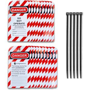 30 Lockout Tagout Tag, Do Not Operate, Vinyl, Tear Resistant & Weatherproof Loto, Lockout Tags, 5.5"x2.9" Lock Out Tag Out