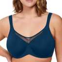 HSIA Minimizer Bras for Women Plus Size, Full Coverage Coolcomfort T Shirt Unlined Bra with Underwire for Heavy Breast, Oceana Blue 34C (Blue)