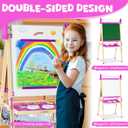 Easel for Kids Toys,Toddler Art Easel with Art Supplies, Height Adjustable Double-Sided Magnetic Dry Eraser Whiteboard and Chalk Board with Paper Roll,4 5 6 7 8 9 10 Year Old Girl Birthday Gifts, 20.66 inches