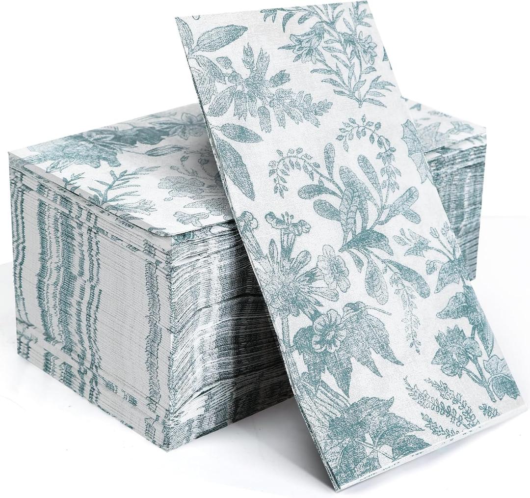 100 pack Floral Disposable Bathroom NapkinsPaper Napkins Decorativepaper hand towels for bathroomDessert Napkins Folded 7.8 x 4.3 Inches Disposable Napkins for Dinner Baby Shower