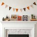 3 x Halloween Decorations Indoor - 3 PCS Wooden Ghost Halloween Signs Blocks for Table, Office, Tiered Tray, Fireplace Mantle