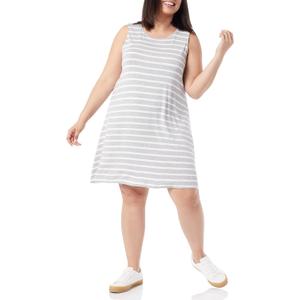Amazon Essentials womens Tank Swing Dress (Available in Plus Size) (X-Small, Grey Heather French Stripe)
